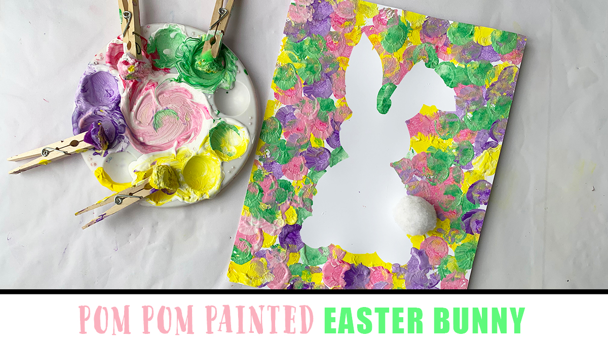 Easy Pom Pom Painted Easter Bunny Craft - Happy Toddler Playtime